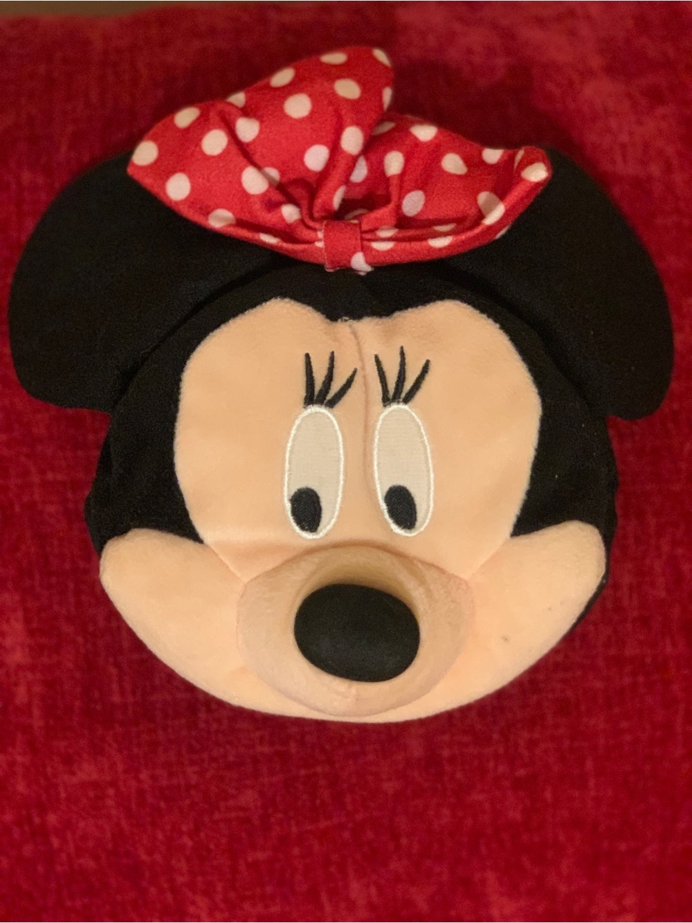 Minnie Mouse Head Plush Coin Purse Clutch -  Kids Accessory - Black, Red Bow